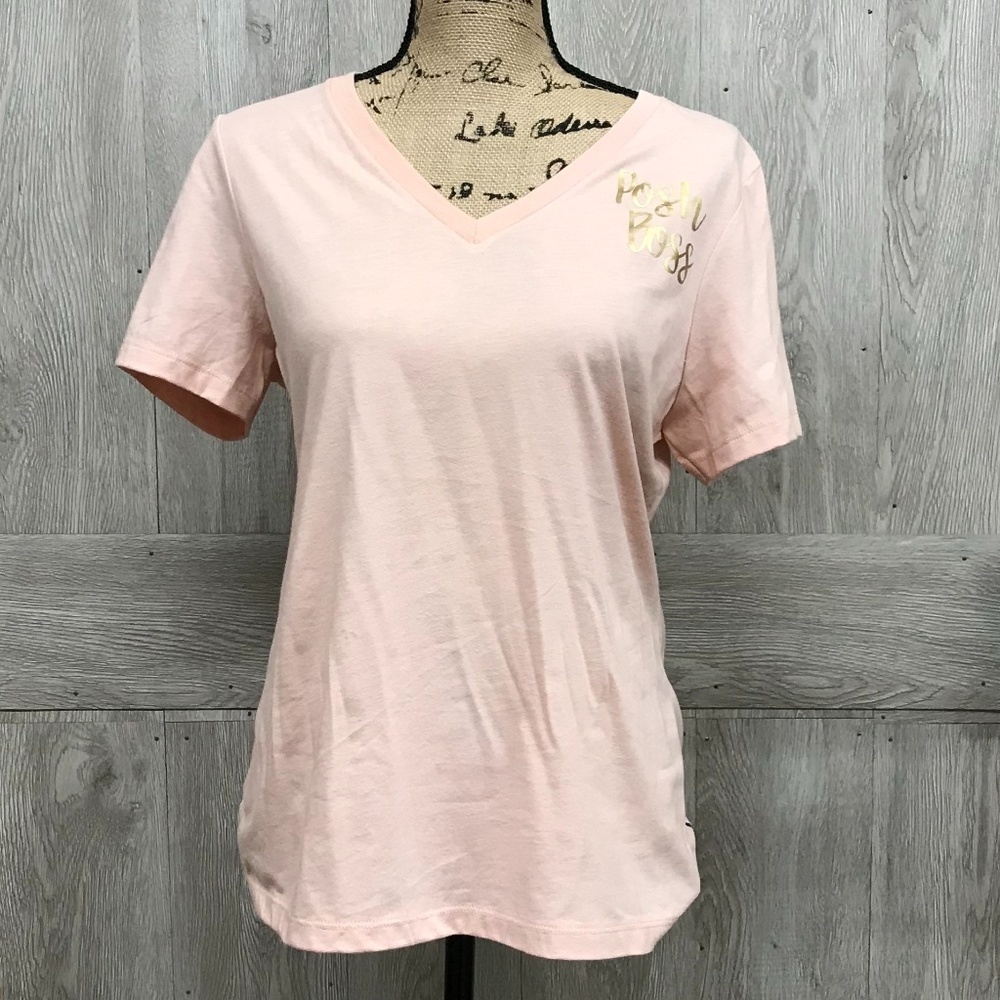 B2B Posh Boss Peach V-Neck Short Sleeve Tee BB518